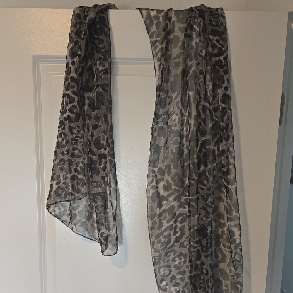 Leopard Print Sheer Scarf
